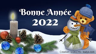 248  Bonne année 2022  Carte virtuelle de vœux  nounours  bonhomme de neige [upl. by Rufe446]