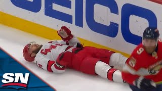 Hurricanes Jaccob Slavin Heads To Dressing Room After Taking Massive Hit From Sam Bennett [upl. by Vaules]