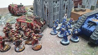 Ultramarines vs Word Bearers 4500 point Warhammer Horus Heresy battle report [upl. by Yornek]