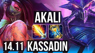 AKALI vs KASSADIN MID  8 solo kills 1400 games 42k DMG Dominating  NA Challenger  1411 [upl. by Suoirred]