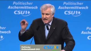 Politischer Aschermittwoch Rede von CSUParteivorsitzenden Seehofer [upl. by Nalat]