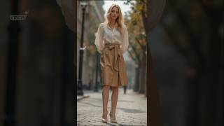 2024 Autumn fall street fashions  chic long sleeve blouse amp midi skirt outfit styles [upl. by Light]