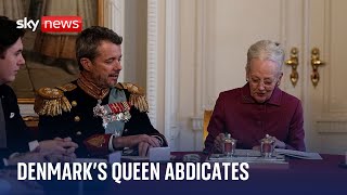 Denmark has new King as Queen Margrethe II abdicates [upl. by Ailadgim]