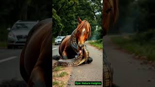 Python vs Horse Shocking Roadside Encounter youtubeshorts [upl. by Rollins]