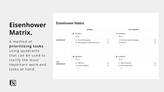 Eisenhower Matrix is a simple way to make decisions  Notion Template  Building with msyo [upl. by Akoyin]