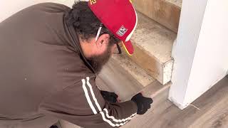 This is how I install Luxury vinyl plank on stairs part 2 installing the nosing and tread [upl. by Vitus]