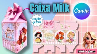 Como fazer caixa milk no canva  molde Grátis em png  Papelaria personalizada no canva [upl. by Aimik]