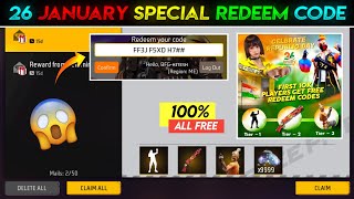 26 January Redeem Code Free Fire  Free Fire Redeem Code Today [upl. by Romulus]