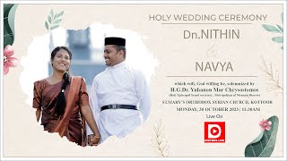 DnNITHIN weds NAVYA  Wedding Ceremony  StMarys Othodox Syrian Church  Kottoor  LIVE [upl. by Noislla331]