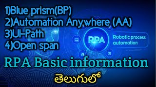 What is Robotic Process AutomationRPA In Telugu  Basics  2020 [upl. by Adnahc]