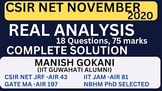 CSIR NET 26 NOV 2020 REAL ANALYSIS COMPLETE SOLUTION WITH MANISH GOKANIcsirnet csirnetjrfnotes [upl. by Rehpotsihc651]