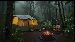 Rainforest Serenity Camping Adventure with Soothing Rain and Music for Peace amp Healing [upl. by Kciv]