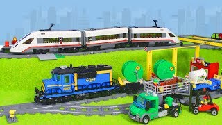 LEGO City Zug Neue Eisenbahn mit Kran amp Spielzeugautos für Kinder [upl. by Ecnarolf632]