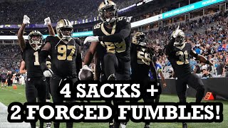 Saints Defense Welcomes Bryce Young to the NFL with 4 Sacks [upl. by Neyut418]