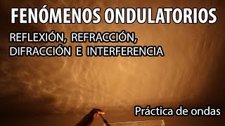 Reflexión refracción difracción e interferencia  fenómenos ondulatorios  ondas en el agua [upl. by Leicam]