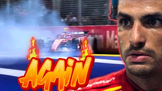 Carlos Sainz Crash In Singapore GP Qualifying [upl. by Kennett325]