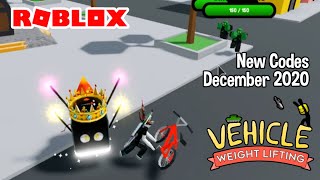 Roblox Vehicle Weight Lifting New Codes December 2020 [upl. by Sakmar]