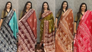 💕BATIK PRINTED SAREES COLLECTIONS  GLITZ INDIA FASHIONS🥰😍👌 [upl. by Nazay]