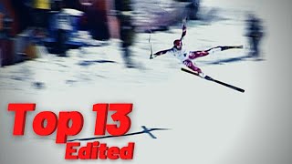 The 13 Worst Downhill Skiing Crashes [upl. by Ahsilif283]