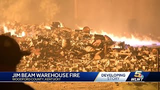 45000 barrels of bourbon burn in fire at Jim Beam warehouse in Kentucky [upl. by Terrye]