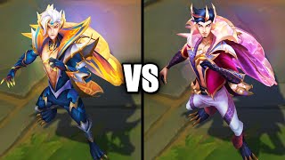 Dragonmancer Rakan vs Prestige Dragonmancer Rakan Skins Comparison League of Legends [upl. by Gladdie]