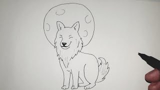 Kako nacrtati Vuka na MeseciniHow to draw a Wolf in the Moonlight [upl. by Wilton742]