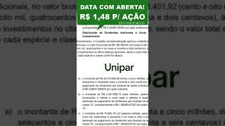 UNIP6  R 148 POR AÇÃO EM DIVIDENDOS  DATA COM PARA RECEBER DIVIDENDOS DA UNIPAR UNIP6 [upl. by Lenhard]