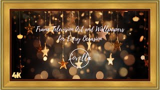 Frame TV Art  Framed Christmas Gold Holiday Ornaments Stars 2 Hour TV Wallpaper 4K Animated [upl. by Eiznil913]