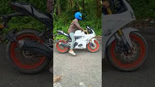 R15 lover 😘 Yamaha R15 V4 white colour bike modify 🚀 5K views complete kar do please 🥺🤍🚳🚲✅💯shorts [upl. by Talich]