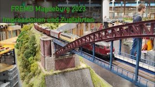 FREMO Mageburg 2023 Impressionen und Zugfahrten auf dem H0RE TEEM Layout [upl. by Etteiluj632]