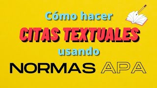 👉CÓMO HACER una CITA TEXTUAL de MENOS de 40 palabras con NORMAS APA 7ma Edición 2022  Ejemplos [upl. by Roderic69]