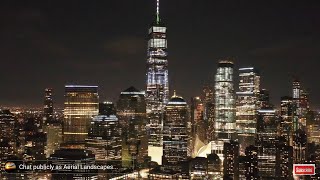 New York City Skyline at Night Live Screensaver HD  Aerial Landscapes Wallpaper HD Live [upl. by Hersch832]