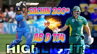 Sachin tendulkar 200 runs highlights  AB Devilliers Fired Hundred IND vs SA 2nd ODI 2010 Highlights [upl. by Salta]