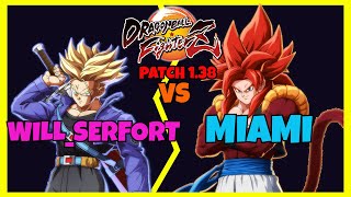 DBFZ  WILLSERFORT vs MIAMI gameplays Blue Goku Cell Trunks vs Gogeta 4 SSJ Gokt Majin Buu [upl. by Aerbas553]