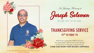 ETFGC  RAK  Br Joseph Solomon  Thanksgiving Service  25th OCTOBER  2024 [upl. by Alban66]