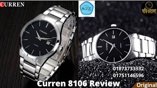 CURREN 8106 Luxury Classic Fashion Business Analog Men Watches Display Date Quartzwatch Silver Black [upl. by Ayerf]