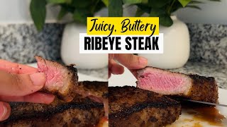 MediumWell Ribeye Steak  Nonstick Pan Method [upl. by Itsa]