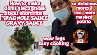 How to Make Demi Glace Steak Beef short Ribs ESPAGNOLE SAUCEGRAVY SAUCEtony chef [upl. by Onimixam]