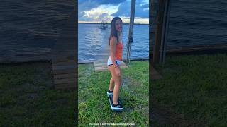 girl rode a skateboard on a sea bridge shortsvideo [upl. by Ivgnout250]