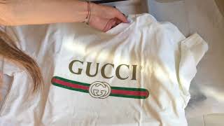 Gucci logo cotton Tshirt Unboxing [upl. by Eelah189]