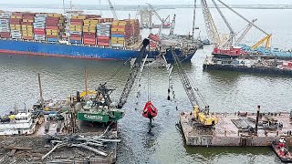 Bridge Debris Removal and Salvage MV Dali Ship After Bridge Explosion [upl. by Paviour968]