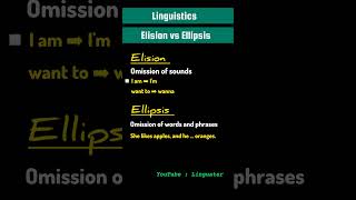 Elision  Ellipsis  Difference between Elision and Ellipsis  Linguistics Questions and Answer [upl. by Chantal50]