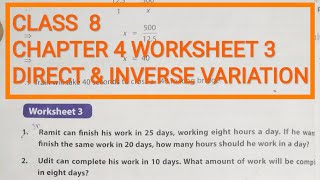 Dav Class 8 Math Chapter 4 Worksheet 3 QNo 6789amp10  Direct And Inverse Variation [upl. by Uolyram]