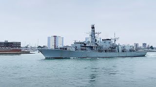 HMS Kent outbound from Portsmouth for the first time in 2022 [upl. by Jaquelyn855]