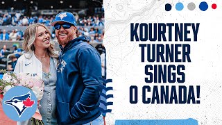 Kourtney Turner wife of Justin performs O Canada before a Blue Jays game [upl. by Leuqer]