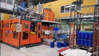 HDPE stacking barrel blow molding machine [upl. by Fen]