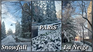 Snowfall in Paris France 2024SnowySnowChute de Neige [upl. by Ardnossac281]