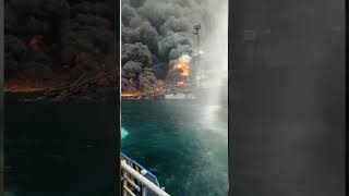 FPSO Offshore Explodes and burns oilandgas oilengineering production [upl. by Amersham]