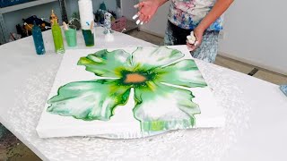 Surprising Vibrant GREEN💚  Incredible Final Dutch Pour Flower Painting [upl. by Nitsua]