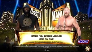 Brock Lesnar vs Omos  WrestleMania  WWE2k24 [upl. by Portingale237]